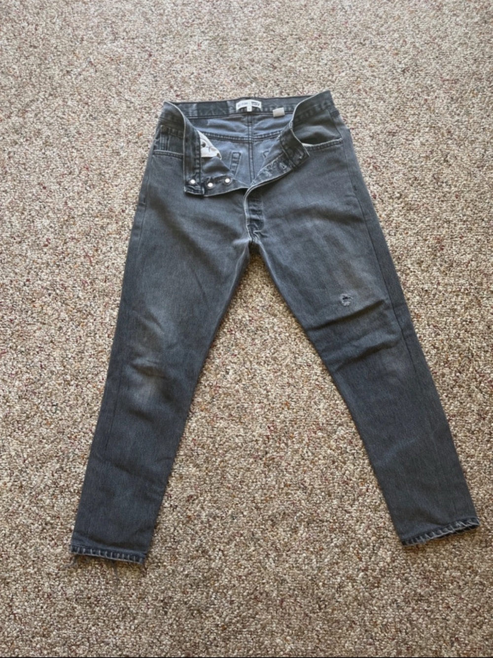 Dark Gray High-Waist Straight Jeans